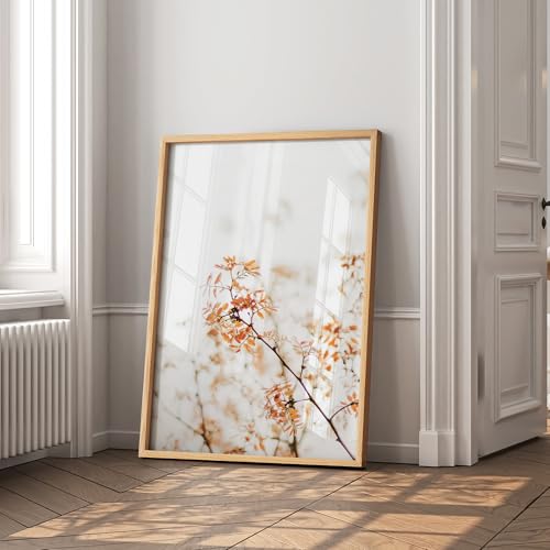 Image of 24x30 Poster Frame, USA-Sourced Natural Oak Wood Picture Collage Frame with HD Tempered Glass, Modern Simple 24 x 30 Wooden Photo Frame Matted to 18x24, Vertical & Horizontal Wall Hanging Display