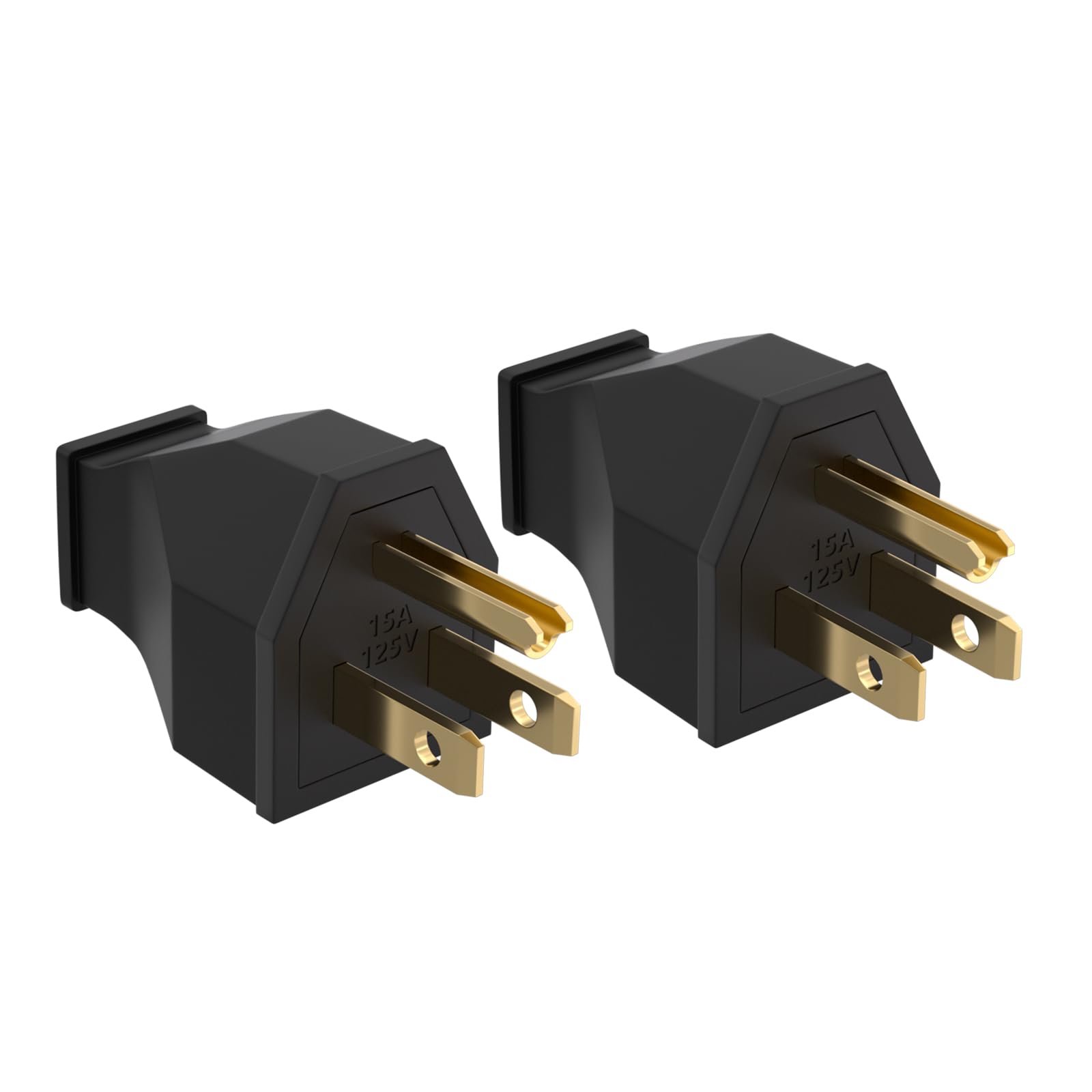 Extension Cord Ends 125V 15A 2Pole 3Wire Male Straight Blade Plug Replacement Electrical Plugs End 2 PCS (Male)