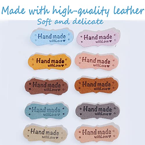 100 Pcs Handmade Labels For Crafts, 50 Pcs Pu Leather And 50 Pcs Pure Cotton Love Labels Garment Holes Rectangular Garment Labels Clothing Tags Diy Craft Accessories For Crochet Knitting #TOP2