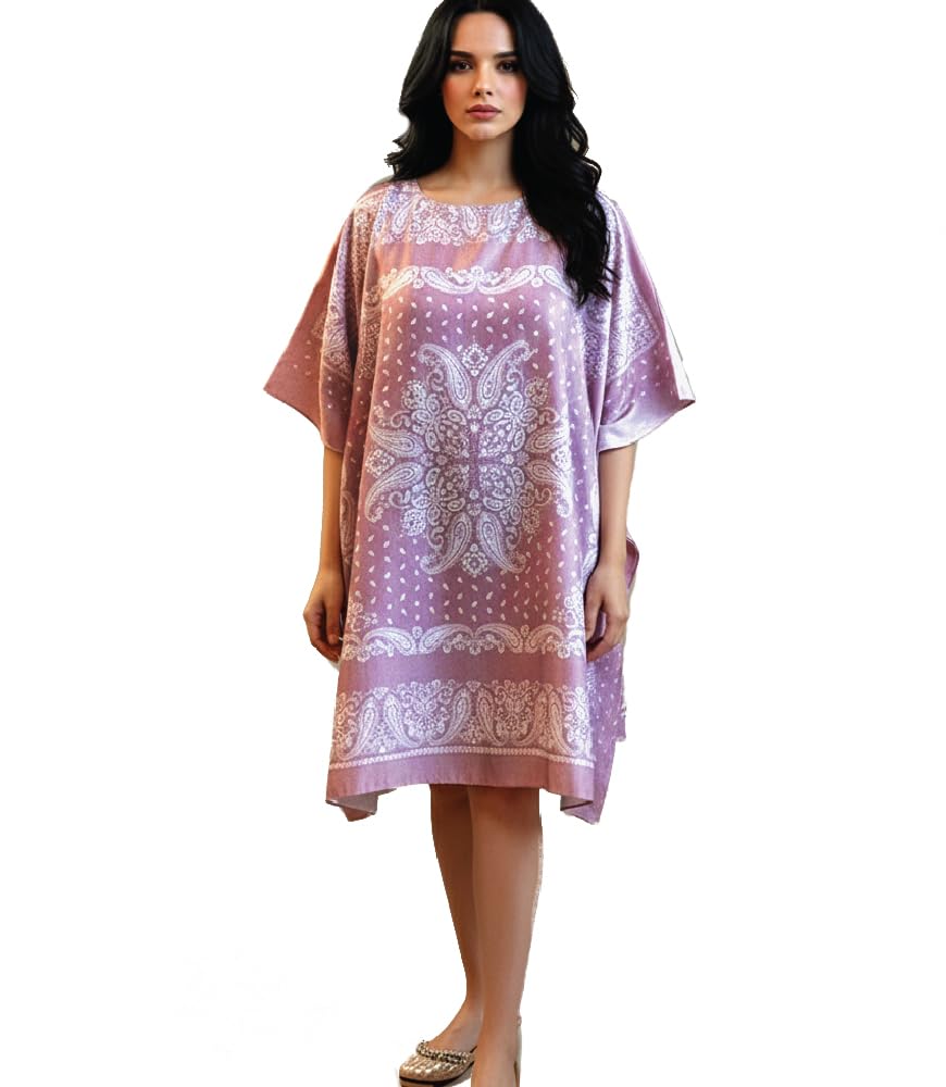 Rose Pink Paisley – Vegan Silk Pashmina Kaftan Dress-image-35