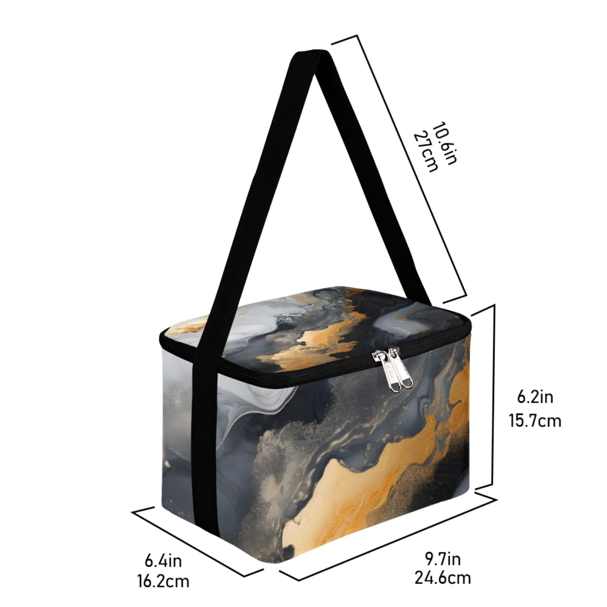 GzLeyigou Lunch Bags for Women Men 9 Cans,Marble Texture Design Hot & Cold Food Delivery Bag Insulated Grocery Bag Insulated Lunch Box Abstract Color Mix Cooler Bag for Office Work Picnic Beach