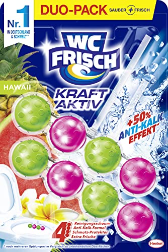 WC FRISCH Kraft Aktiv Duftspüler Hawaii (2*50 g) WC Reiniger für Reinigung bei jeder Spülung Duftsteine für langanhaltend frischen Duft + 50 % Anti-Kalk Effekt*