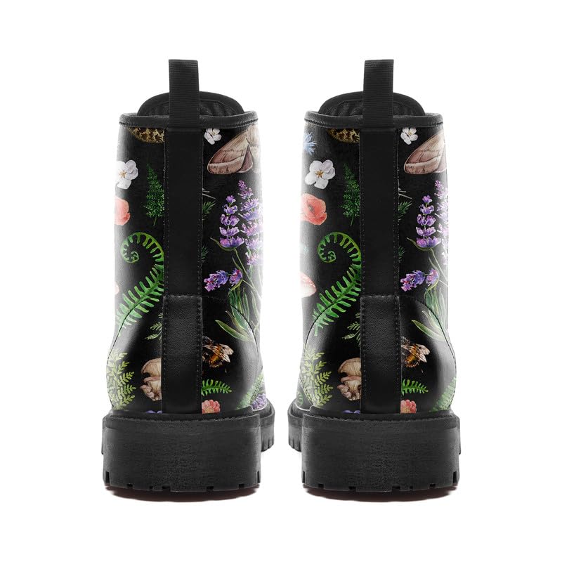 Image of Fashion Ankle Boots For Men Women Floral Mushroom Star Trendy Lace Up Unisex Booties Combat Trendy Street Wear Boots