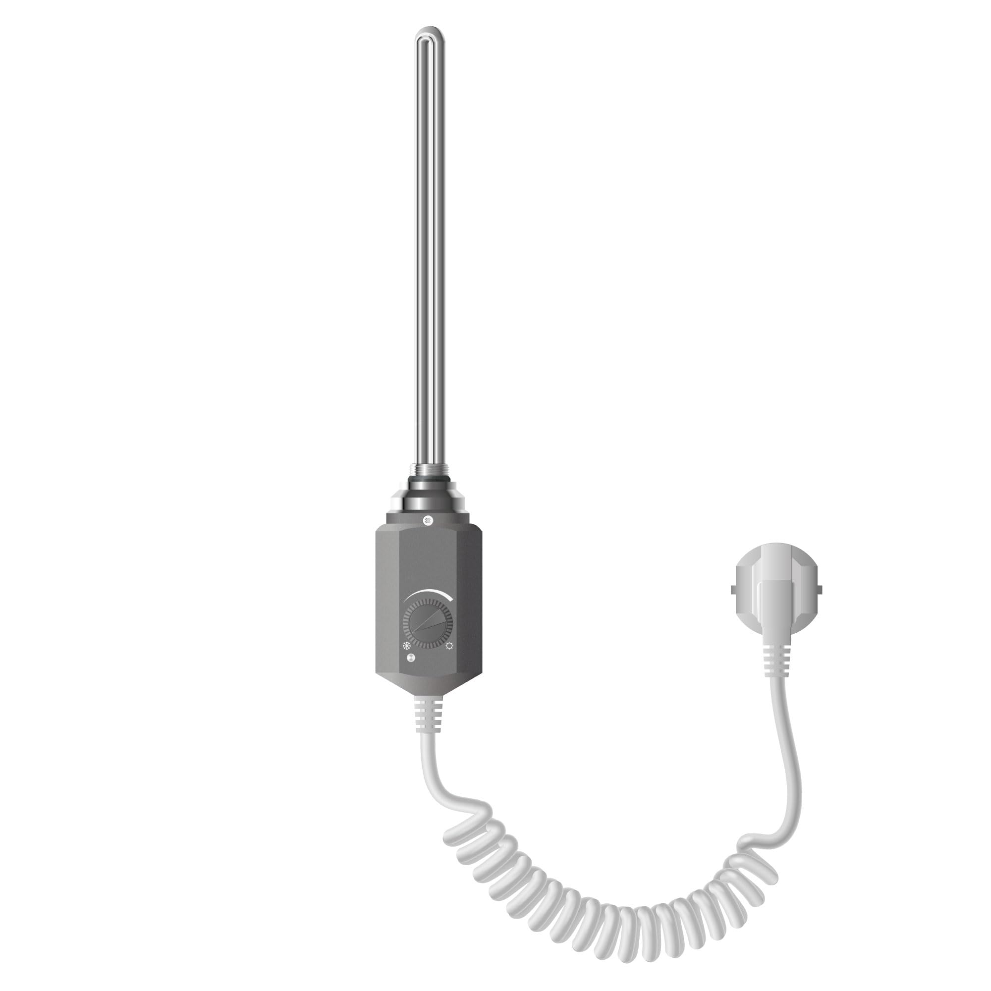 LuxeBath Termostato Regolatore Elettronico di Temperatura per Radiatori da Bagno 1/2" Colore Grafite 600W – Resistenza Elettrica Scaldasalviette Asta Riscaldante Riscaldatore Elettrico