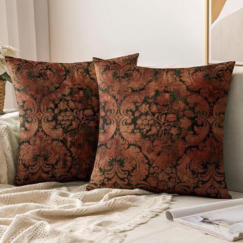 Image of ishro home Premium Cushion Cover 16 inch x 16 inch | Luxury European Mosha Fabric | Love at First Sight Designs | Hidden Zipper | Machine Washable, Non- Fading | (2, Jaipuri Riwaayat, 16 x 16 Inches)