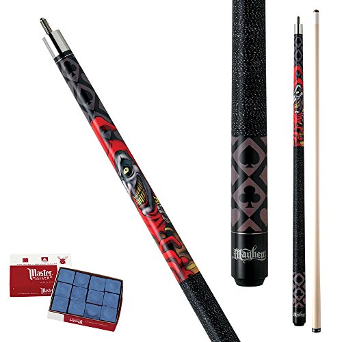 Action Mayhem MAY22 Joker & Black Cards Pool Cue Stick with 12 pieces of Master Billiard Chalk (19)