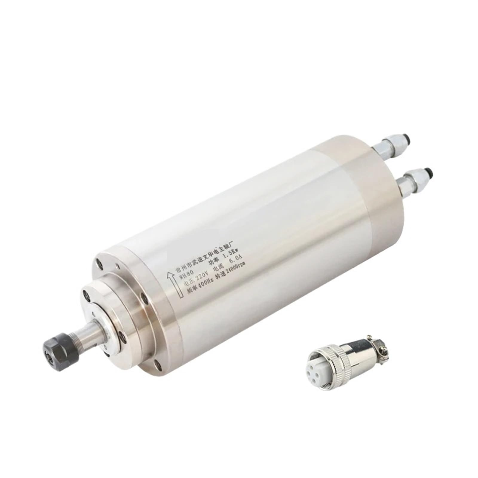 Spindle motor 1.5KW ER11 Water-Cooled Spindle Motor 400Hz 24000rpm Diameter 80mm Woodworking Spindle For Router Machine Tool(1.5kw 380V)
