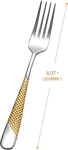 Miniatura 8 de Xideman Juego de tenedores martillados prémium (8.1 pulgadas), cubiertos de tenedores de acero inoxidable 1810, 6 tenedores de metal para el hogar,