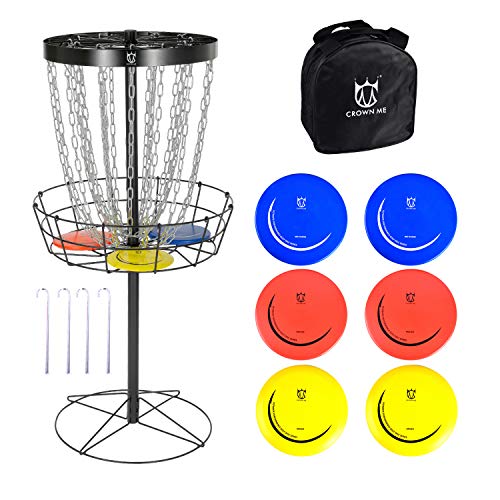Disc Golf Basket With Disc Target Include 6 Discs, 1 Disc Carry Bag,24-Chain Portable Metal Golf Goals Baskets,Golf Basket #TOP19
