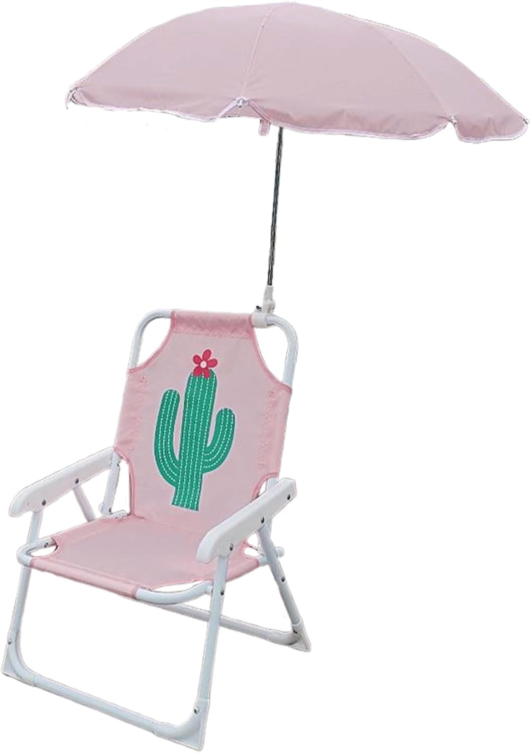 Kids Beach Chair with Umbrella, Foldable & Detachable Portable Oxford Cloth Cute Kids Beach Chair with Canopy for Outdoor Summer, Cactus