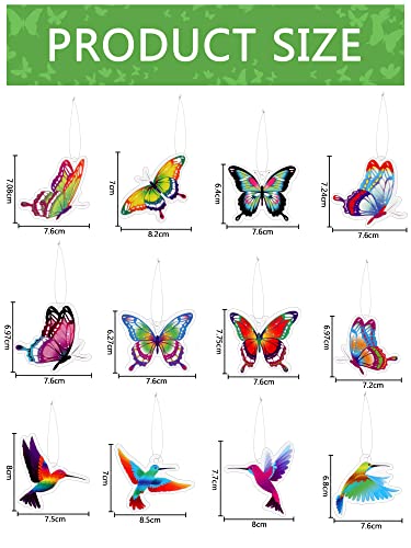 Tallew 24 Pcs Car Fresheners For Women Girls 12 Styles 3 Scents Butterfly And Bird Shape Cute Car Air Fresheners Colorful Scented Car Hanging Accessories Rearview Mirror Freshener For Decoration #TOP3