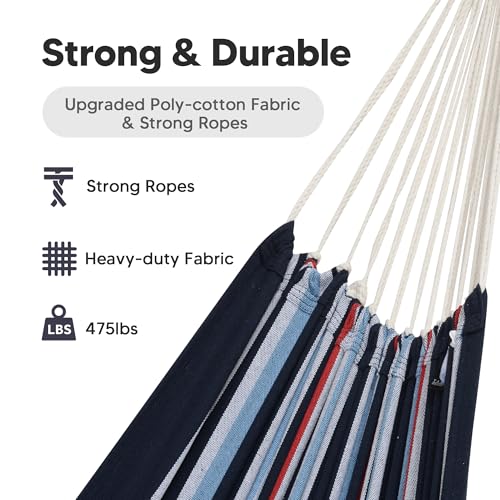 Image of SUNCREAT Hammocks Outdoor Camping Double Hammock, Extra Large 2 Person Hammock for Camping, Navy & Red