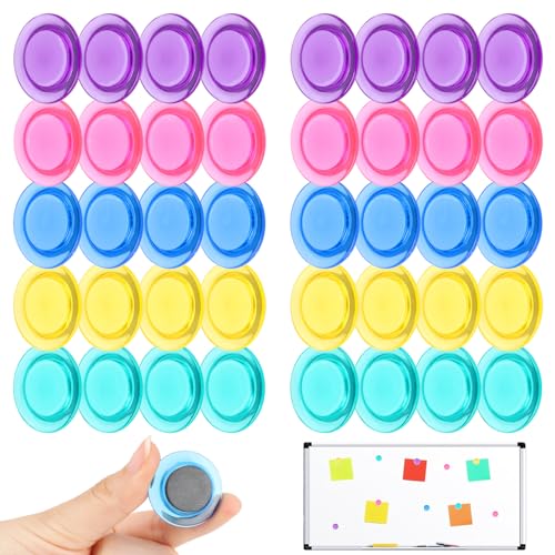 40 stycken kylskåpsmagneter, 5 färger, färgglada runda små magneter, whiteboardmagneter för magnettavla, magneter starka för whiteboard, klassrum, kontor, skåp, fotopapper