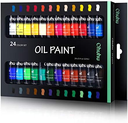 Ohuhu Oil Paint Set, 24 Oil-Based Colors, 12ml/0.42oz x 24 Tubes ...