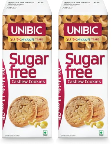 Image of Unibic Sugar Free Cashew Cookies, 75 /67.5gm(weight may vary) (Pack of 2)