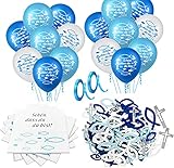 🐋【Kommunion deko Ballons und Fische Deko】24 Kommunion deko Ballons, dunkelblau hellblau weiße 8 stück pro farbe. Bestehen aus 100% Naturlatex und sind solide und langlebig, ungiftig und umweltfreundlich sowie sicher zu verwenden. 60 Stück Kommunion Konfirmation fische deko, Dunkelblau Hellblau und Weiß 22 Stück pro Farbe mit 11 Stück weiße taufe deko hölzkreuze für Vintage Taufe Tischdeko, Junge mädchen baptism taufdeko, Taufeinladungen, Glasflaschen, Geschirr Besteck, Kerze