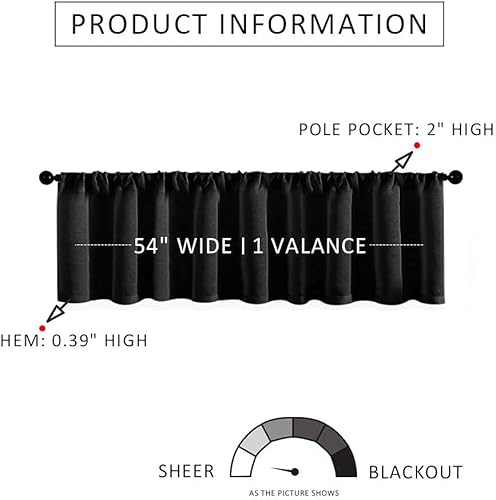 Miniatura 2 de MRTREES Cenefas traslúcidas de 54 x 16 pulgadas de largo, cortina transparente para sala de estar y dormitorio, cenefa para ventana con bolsillo