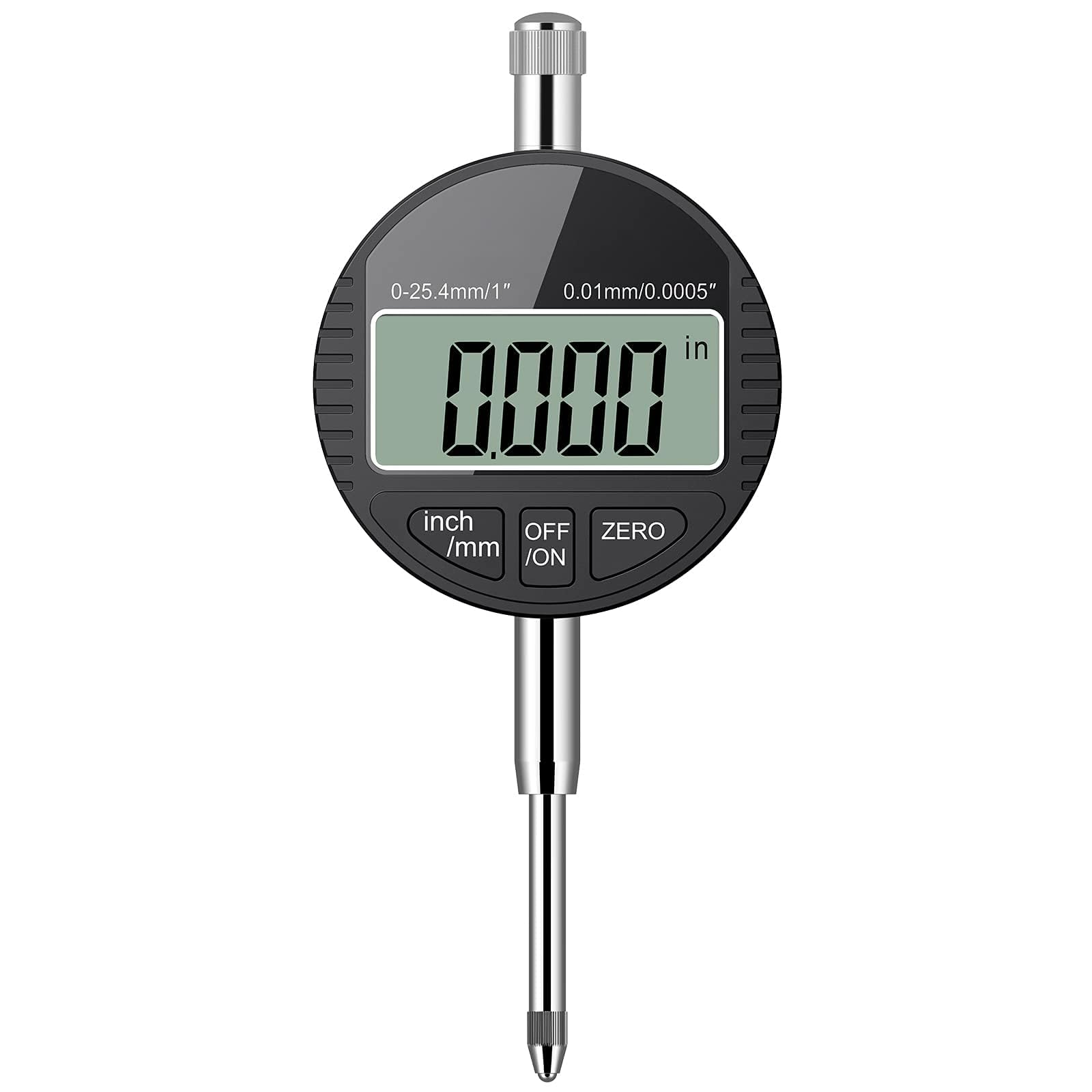 AUTOUTLET Digitale Messuhr 0.01/0.0005'', digitale Messuhr Messtaster 0-25.4mm/1'' Messbereich, mit LCD Anzeige, Digital Indikator Messgerät Dial Test Indicators für Labor Werkstatt usw(schwarz)