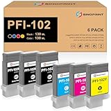 SINOPRINT Pfi-102 Ink Cartridge Pigment Pfi102 Replacement for Canon imagePROGRAF iPF500 iPF510 iPF600 iPF605 iPF610 iPF610 Plus iPF650 iPF655 iPF700 iPF710 iPF720 iPF750 iPF755 iPF760(6 Pack)
