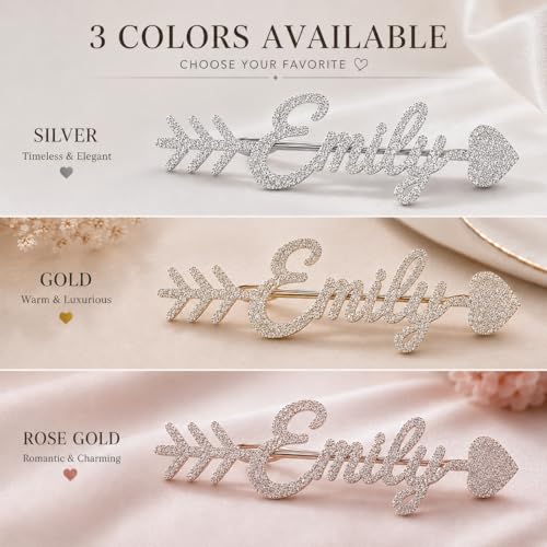 Image of Custom Name Lapel Pin Personalized Script Brooch for Women Men, Customizable Name Badge Elegant Cursive Letter Pin, Minimalist Jewelry Gift for Wedding Birthday Anniversary