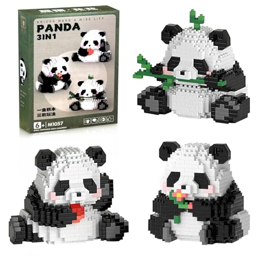 Hpbaggy Juego de Bloques de Construcción 3 en 1,Panda Mini Building Blocks,Panda Bloques Construccion,Panda Micro Building Blocks Traje,Micro Bloques de Construcción Juguetes Kit