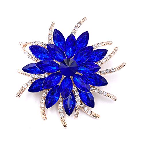 LAXPICOL Vintage Women's Blue Austrian Crystal Elegant Flower Brooch Wreath Wedding Broach Pin