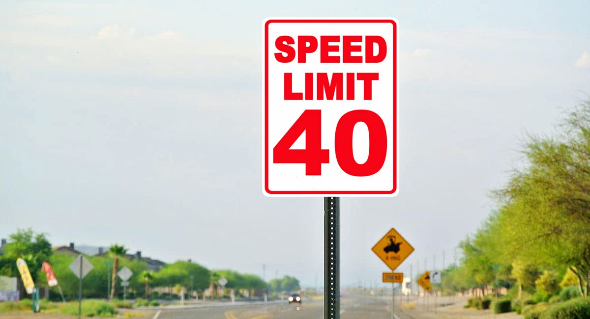 Speed Limit 40 MPH Sign, Slow Down Sign, Traffic Signs,16 x