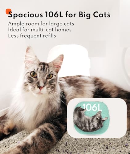 Homerunpet Self Cleaning Litter Box Set - 106L Ultra Large Automatic Cat Litter Box with Physical Anti-Pinch Safety, Auto Refill & One-Click Litter Replacement, App Control for Multi-Cat Homes