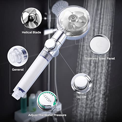 Duschköpfe Hochdruck , Badinstallationen Shower Head,360°Brausekopf,Filter PP BaumwolleWassersparend Druckerhöhung Chrome Duschbrause für Baden - Image 4
