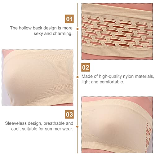 OSALADI 3Pcs Womens Lace Stretchy Lace Strapless Tube Top Bandeau Bra Seamless Peito Envoltório para