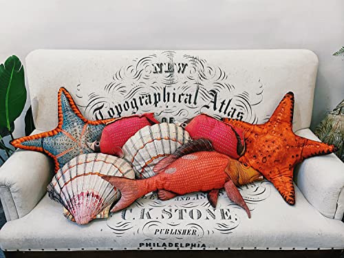 Flooreal Seashell Shape Decorative Cushion Throw Pillow 17.7" 3D Plush For Home Sofa Couch Bed Office Car Sea Ocean Conch 100% Polyester #TOP4