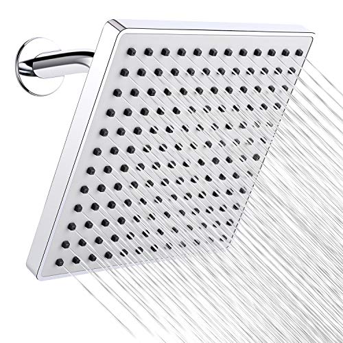 8-Inch High Pressure Rainfall Shower Head, Luxurious Square Rain Shower Head High Pressure High…