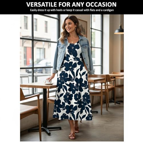 Image of Women's Boho Floral Maxi Dress Casual Boho 2026 Summer Short Sleeve Beach Dresses with Pockets