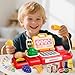 Cash Register Toy for Kids,Toddler Pretend Play Store with Real Calculator,Scanner,Play Food, Money & Credit Card,Supermarket Checkout Set, Math Skills Learning Toys,Birthday Gift for Boys Girls-Red