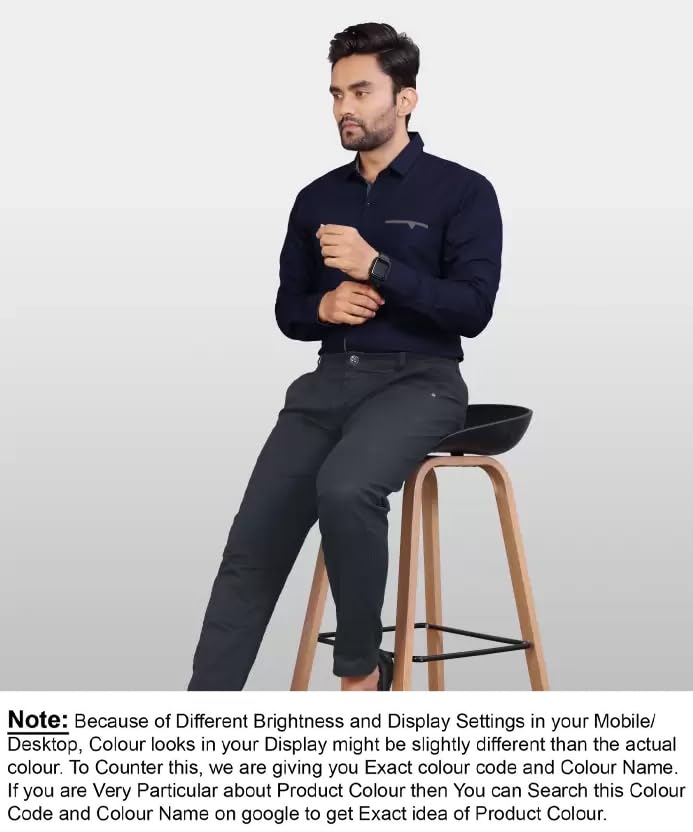 Image of CB-COLEBROOK Men's Regular Fit Solid Soft Touch Cotton Casual Shirt with Pocket Design with Spread Collar & Full Sleeves (Available in Plus Size)