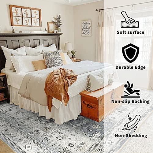 YOUFORTONG Area Rugs 9x12 Washable Non-Slip Rug Stain Resistant Rugs for Living Room Dining Room Bedroom Low-Pile and Ultra Soft Area Rug (Grey, 9x12)