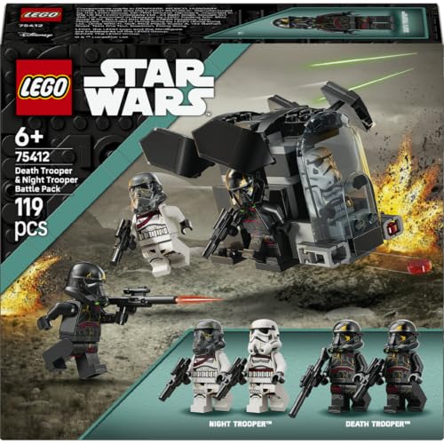 LEGO Star Wars Pack de Combate: Soldado de la Muerte y de la Noche 75412 | Juguetes para niños de 6+ años, nave de descenso de juguete y 4 minifiguras con blásters, regalo de cumpleaños, 119 piezas LEGO Star Wars Pack de Combate: Soldado de la Muerte y de la Noche 75412 | Juguetes para niños de 6+ años, nave de descenso de juguete y 4 minifiguras con blásters, regalo de cumpleaños, 119 piezas
