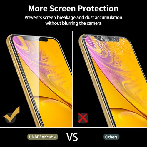 Image of UNBREAKcable 2-Pack Screen Protector for iPhone 11 /XR Tempered Glass | Military Grade Shatterproof, 9H+ Hardness, 99.99% HD Clear, Bubble-Free, Easy Installation Frame, for iPhone 11 /XR