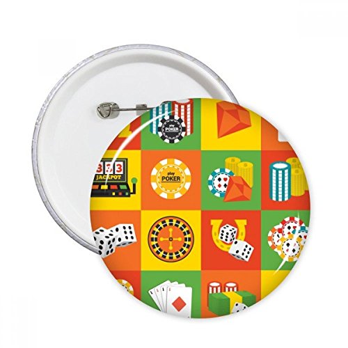 Bouton rond badge pins décoration vêtement motif casino multicolore taille XL