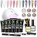SXC P-02 Polygel Nail Kit with LED Lamp 6pcs 30ML Extension Gel, 6pcs Beautiful Glitter Powders, 24w Fast Nail Dryer All-In-One Mixed Nail Enhancement Starter Gel Builder Nail Technician Set