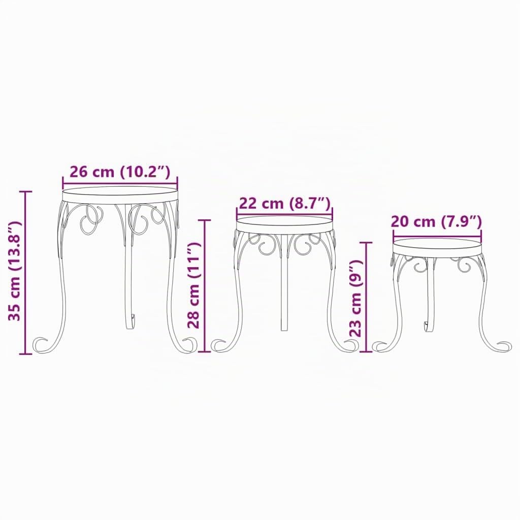 vidaXL Supports pour plantes 3 pcs bleu et blanc céramique, table de plantes, support de plante d'extérieur, table d’appoint mosaïque