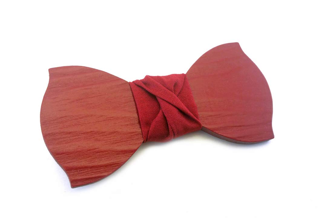GIGETTO Papillon in legno Serie Basic Nodo cotone rosso carminio Made in Italy
