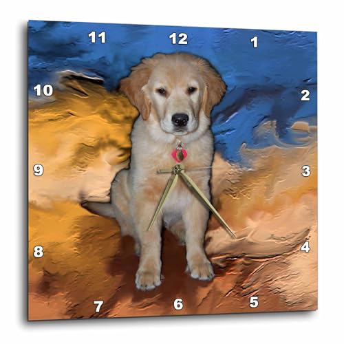3dRose dpp_3969_2 Golden Retriever Puppy-Wall Clock, 13 by 13-Inch