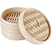 Yemetey Vaporiera Bamboo,Cottura a Vapore, Cestello per Cottura a Vapore, Cestello Cottura a Vapore 2 Livelli con Coperchio, Ideale per Ravioli, Dim Sum e Verdure