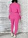 Hakubeby Two Piece Sets for Women Long Sleeve Striped Crewneck Slim Fit Active Sweatsuits Spring Fall 2025 Fashion Rose Red X-Large