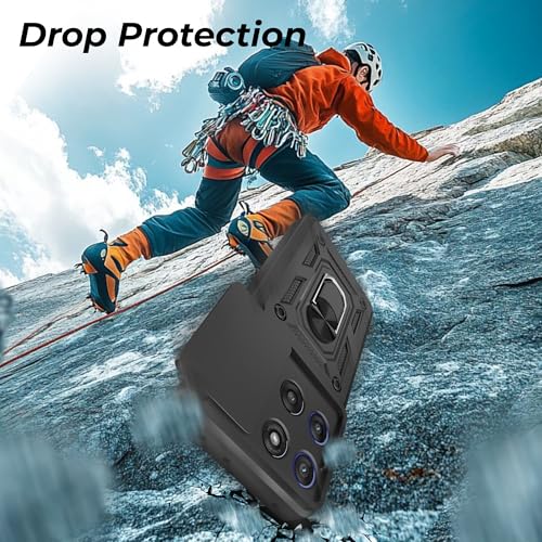 Image of A rtistque Armor Bumper Back Case Cover for Motorola Moto Edge 60 Stylus 5G | Stylish Ring Holder & Inbuilt Stand | Sliding Camera Cover | TPU Protective | Motorola Edge 60 Stylus Back Cover - Black