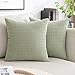 MIULEE Funda de Cojín de Rayas de Maíz Fundas de Almohada Suave Decorativa Pana Cojines Granulado Poliéster para Habitacion Sofá Silla Cama Sala de Estar Dormitorio 60x60cm 2 Piezas Verde Frijol