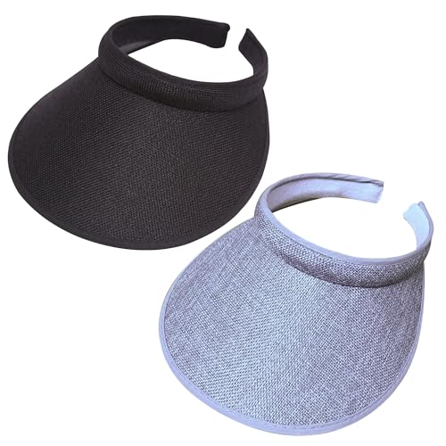 Chapeau à visière large idéal pour le golf et la plage en pack de 2 gris foncé