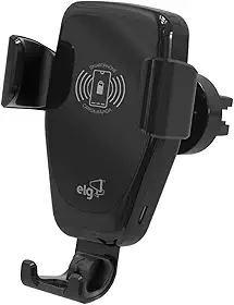 Suporte Veicular Tipo Garra com Carregamento Wireless (Sem Fio) de 10W, Encaixe na Saída de Ar, Celulares de 4.5'a 7', Preto, CH360WA, ELG