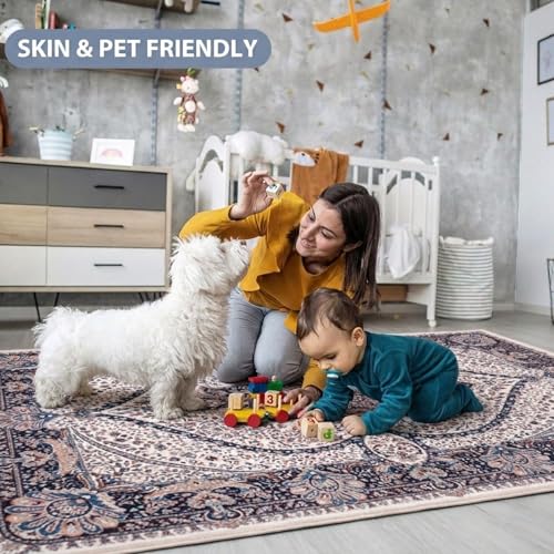 Image of Dream Weaverz Anti Slip Rectangular Carpet for Living Room & Hall | Silk | Flat Woven Soft Washable Floor Mat for Home, Bedroom Floor & Kitchen | Durable Anti Skid Rug for Daily Use (4 X 6) feet